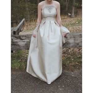 gorgeous gold shimmer prom dress with shall